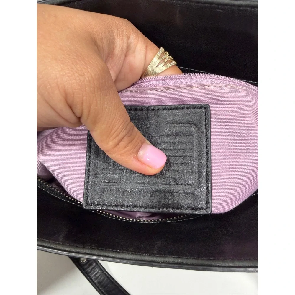 Coach Penelope Black Leather Pleated Shopper Tote Bag Silver Hardware
